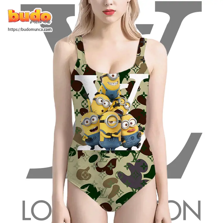 Lv feat despicable happy minions swimsuit louis vuitton gift uninque for women